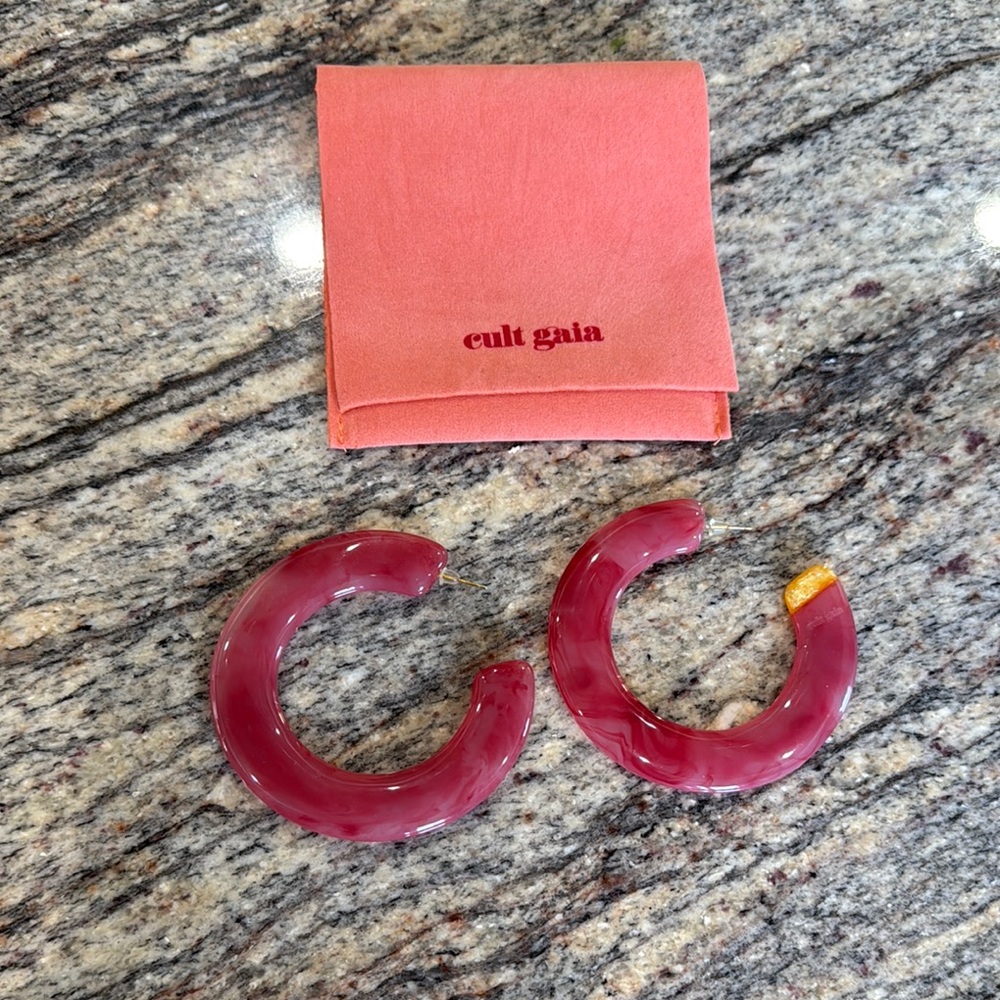 Cult Gaia Pink Hoop Earrings - Picture 2 of 6